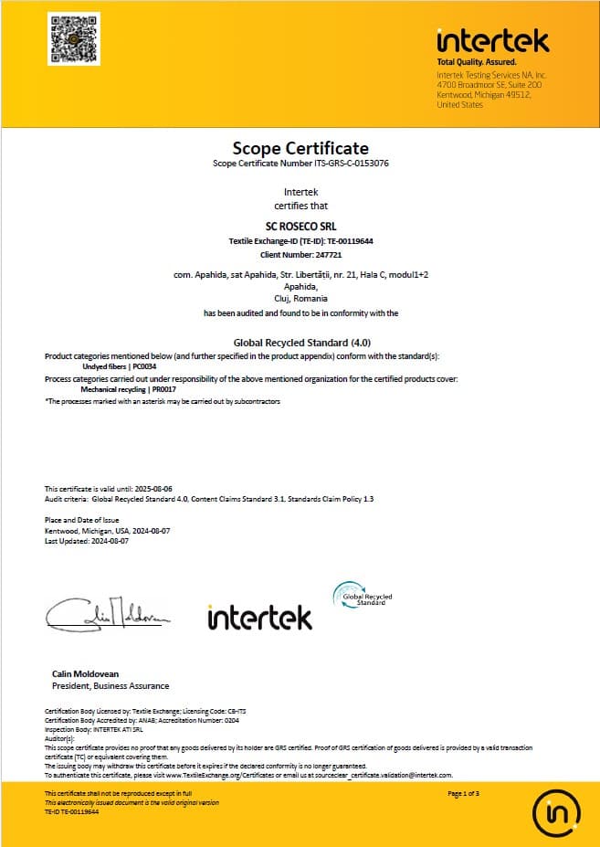 Suntem certificați GRS!